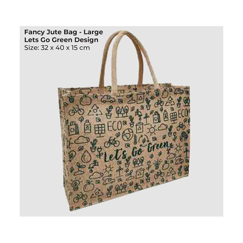 Fancy Jute Bag - Large  Let's Go Green Design